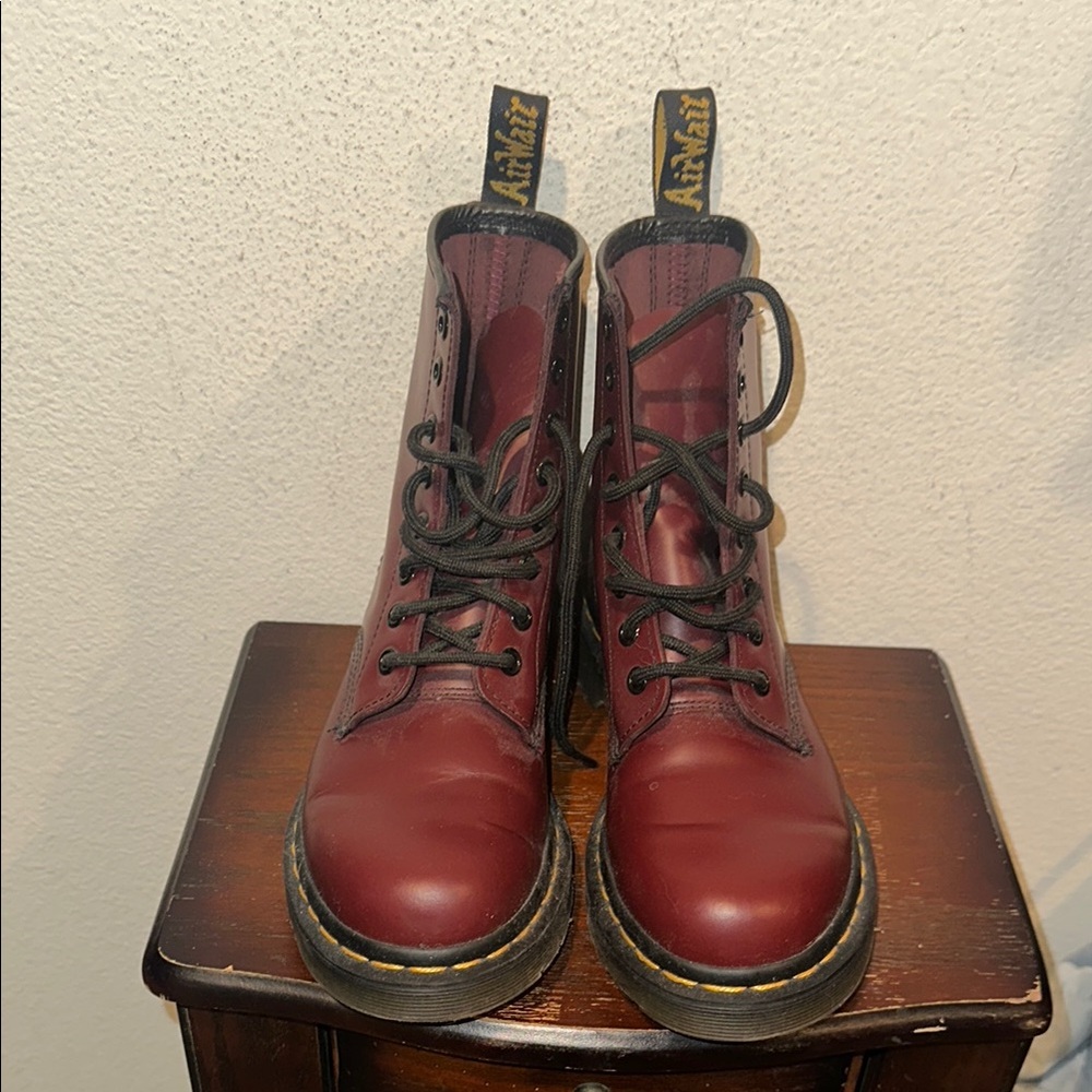 Dr. Martens Women's Red Leather Boots